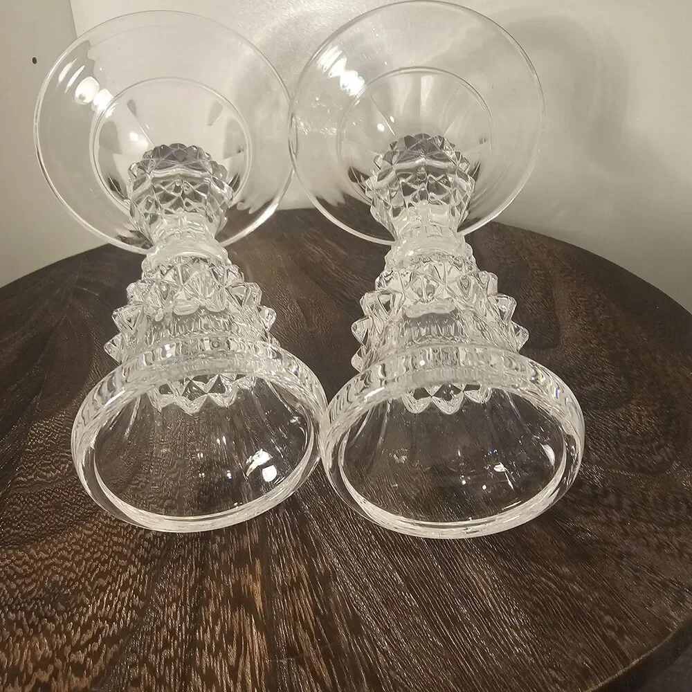 Vintage Diamond Point Candlesticks